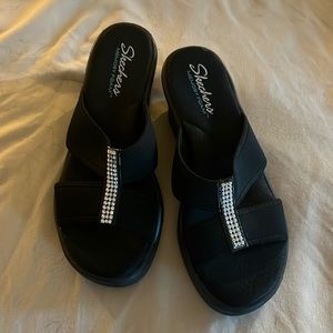Like new Sketckers rhinestone wedge with memory foam